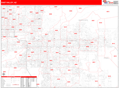 East Valley Metro Area Digital Map Red Line Style